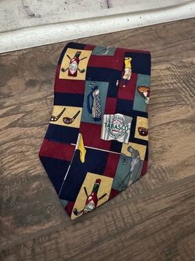 Tabasco Hot Sauce Golf Silk Tie Old Money Preppy Dapper Novelty Dad Gift